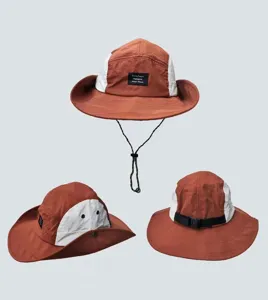 Color-blocking outdoor bucket hat, breathable quick-drying sun protection hat for beach summer.