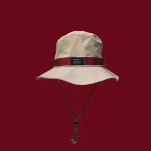 Chapeau Bob en Coton d'Extérieur Unisexe Ruban Contrasté Cordon Protection Solaire Pêche Randonnée Plage