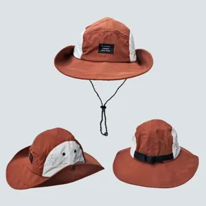 Colorblock bucket hat for outdoor summer sun protection, breathable quick-drying sun hat.