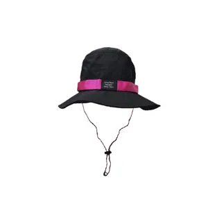 Chapeau bob noir avec sangle rose protection solaire extérieure chapeau de pêche printemps été