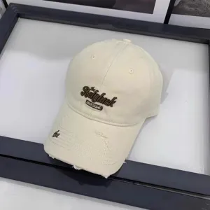 Gorra de béisbol vintage lavada con bordado de letras, sombrero de verano transpirable.
