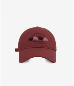 Sweet heart embroidered baseball cap for women, soft top casual hat with cute plush love design.