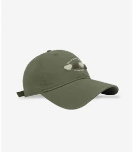 Green heart embroidered baseball cap, soft top curved brim hat for women and men daily wear.