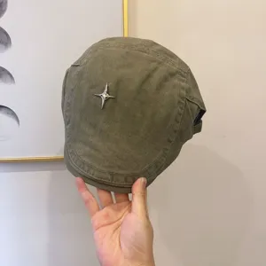 Modische Vierzack Schiebermütze, atmungsaktive Baumwolle Barette für Damen, Sommer Accessoire.