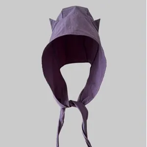 Y2K Dark Style Little Devil Horn Hood Hat Women Fashion Streetwear Balaclava Cute Demon Horn Headscarf Cap
