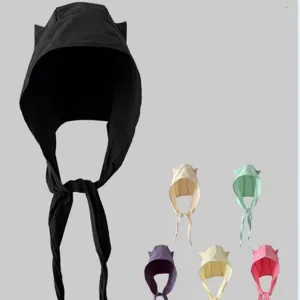 Y2K gothic devil horn headscarf hat for women, cute summer Japanese streetwear bonnet cap.