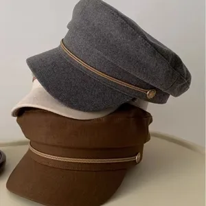 Damen Retro Schiebermütze Herbst Winter warme Achteckmütze stilvolle lässige Wollmütze