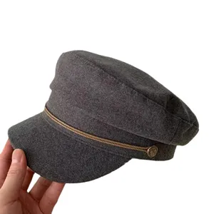 Winter dunkelgraue Wollmütze Schiebermütze Vintage Baker Boy Hut elegante warme Retro Damenmütze