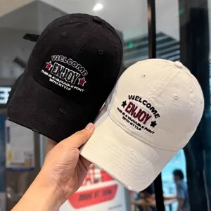 Gorra de Béisbol de Algodón Lavado Vintage Letra Desgastada Bordada Dad Hat Ajustable Casual Aire Libre Deporte