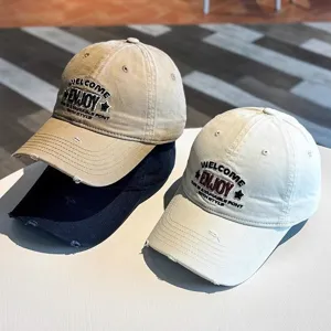 Gorra de béisbol lavada con bordado, sombrero de sol retro casual para hombres y mujeres.