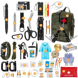 Outdoor survival gear kit tactical camping multi-tool emergency first aid equipment set bag