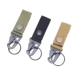 Mousqueton en Sangle Nylon Tactique Extérieur Porte-clés Ceinture Molle Militaire Boucle Suspendue Crochet D'escalade Multifonctionnel