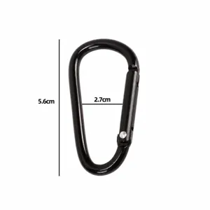 Schwarzer Aluminium Karabiner D-Ring Clip, Outdoor Camping Rucksack Hakenhilfe 5.6cm
