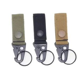 Mousqueton porte-clés en sangle nylon tactique extérieur pour ceinture système molle
