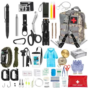 Outdoor Emergency Survival Tool Kit Tactical First Aid Bag Multifunctional Camping Hiking Disaster Preparedness Gear Set