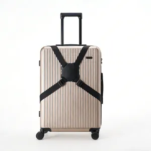 Adjustable black figure-8 luggage strap elastic travel suitcase binding belt secure packing