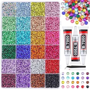40-Grid Flatback Resin Rhinestones Nail Art DIY Crystal Kit with Glue and Tool Accessories