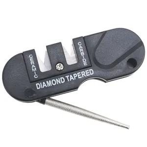 Affûteur de couteau de poche multifonctionnel portable avec céramique et diamant.