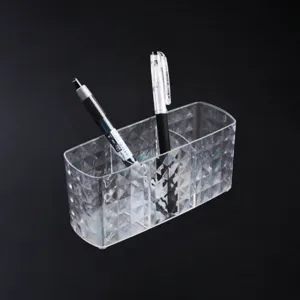 Transparenter Acryl Stiftehalter mit 3 Fächern für Make-up Pinsel, detailierter Organizer.