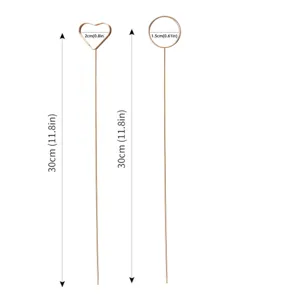 Detailed view of metal floral pick card holder with dimension measurements for arrangement.