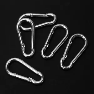 Set mit 5 verzinkten Eisen-Karabinerhaken in Kürbisform für Outdoor-Campingausrüstung.
