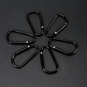 Outdoor Aluminium Legierung D-Form Karabiner Feder Schnapphaken Clip Für Rucksack Wandern Zelt Schwarz