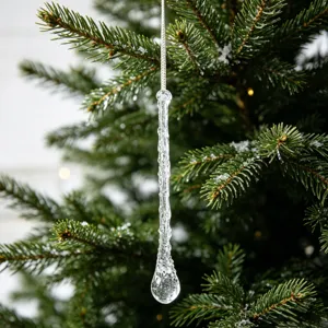 Clear glass icicle Christmas tree ornament hanging drop decoration for holiday festive scene