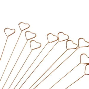 Rose gold heart-shaped metal card clips floral picks for arrangement memo holders memo display