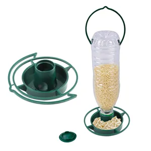 Plastic bottle top bird feeder hanging garden wild bird feeding tool details view.