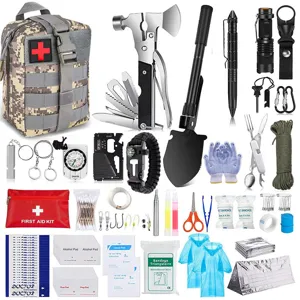Kit d'Outils de Survie Tactique d'Extérieur Équipement de Camping d'Urgence Ensemble de Premiers Secours