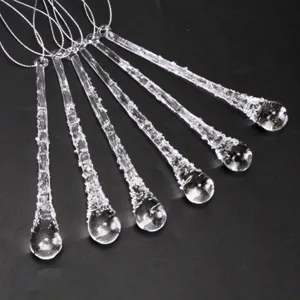 Transparent glass icicle teardrop ornaments for Christmas tree hanging decoration and party.