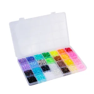 Multi-grid storage box with colorful 3mm flatback resin rhinestones for DIY nail art.