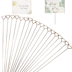 Metal heart floral picks card holders set, thick wire wire stems for flower arrangements decor.