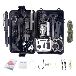 Caja de Herramientas de Supervivencia Multifuncional para Exteriores Equipo de Camping de Emergencia Kit Táctico Con Linterna LED