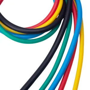 Multi-color TPE resistance bands set for fitness workout and strength training routine.