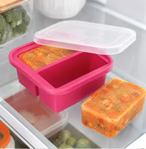 Large capacity silicone baby food freezer tray with lid for storage fresh grid multi-compartment.