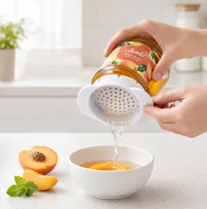 Kitchen canned food strainer wide mouth can drainer fruit juice separator tool white