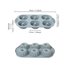 Silicone 6-cavity bundt cake baking mold heat-resistant kitchen kitchenware pan 29x17cm