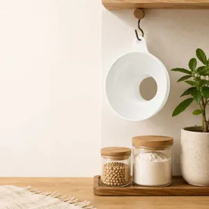 Large plastic kitchen funnel for oil and powder dispensing, wide mouth design white main image