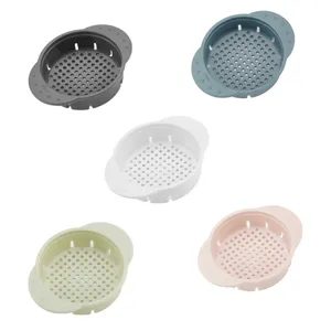 Kitchen can strainer with dual handles, multi-hole food drainage tool for wide-mouth cans.