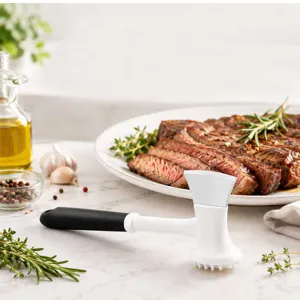 Multi-functional kitchen meat tenderizer hammer with dual-sided design and ergonomic handle.