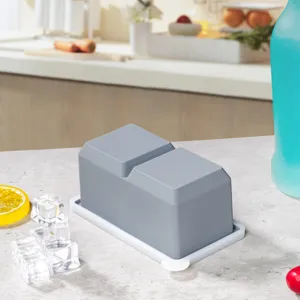 Detail shot of the two-grid silicone ice mold showcasing its clean texture and design.