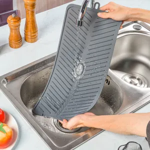 Foldable Silicone Dish Drying Mat Kitchen Counter Drain Board Heat Resistant Table Mat