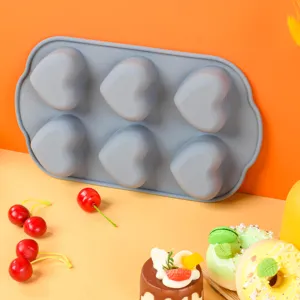 Silicone heart cake mold 6 cavities baking tray for chocolate pudding kitchen DIY pastry tool