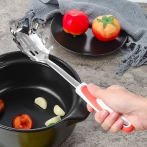 Cucchiaio per pasta in acciaio inossidabile con manico antiscivolo rosso bianco dettaglio