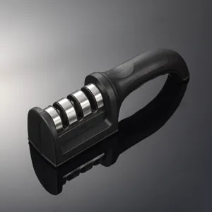 Professional 4-stage kitchen knife sharpener with ergonomic handle for quick sharpening.