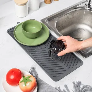 Silicone Kitchen Drying Mat Heat Resistant Placemat Anti Slip Dish Drainer Mat Foldable Table Mat Modern Kitchen Accessories