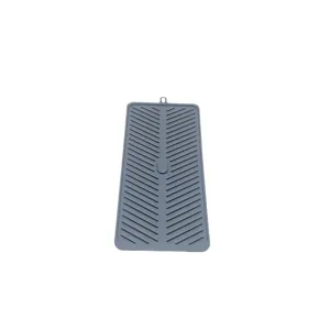 Silicone kitchen dish drying mat heat resistant draining pad for tableware and cups grey
