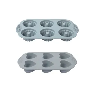 Silicone cake baking mold 6-cavity bundt and heart shaped non-stick kitchen tray for dessert pastry