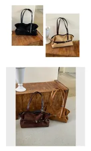 Casual suède schoudertas voor dames, grote tas met stijlvolle riemgesp en mooi ontwerp.